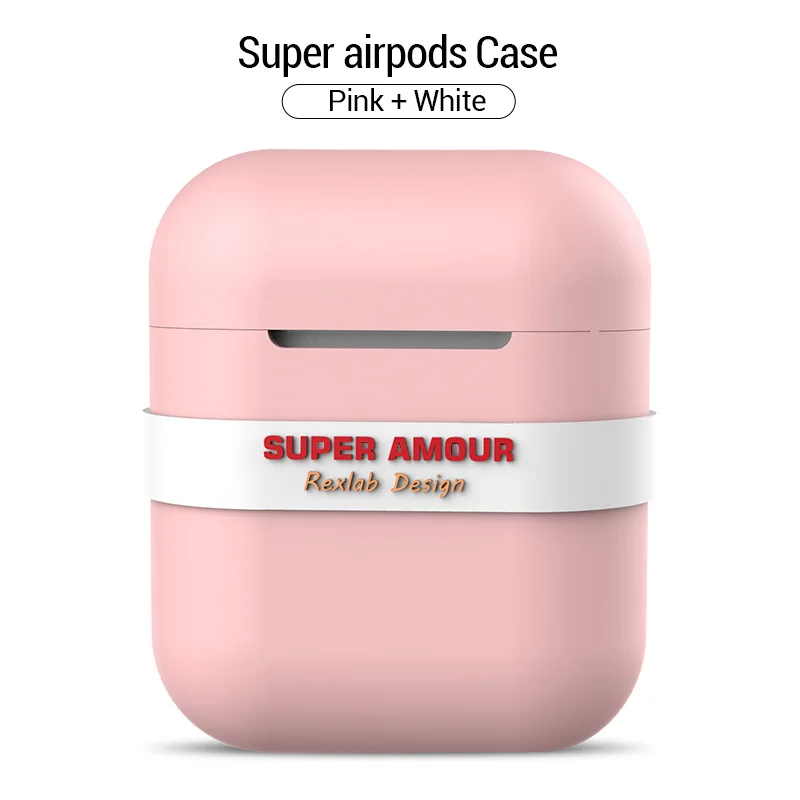Pink white PZOZ для Apple airpods чехол Аксессуары для airpods чехол для наушников bluetooth беспроводной ремешок мягкий силиконовый защитный - Цвет: Pink white