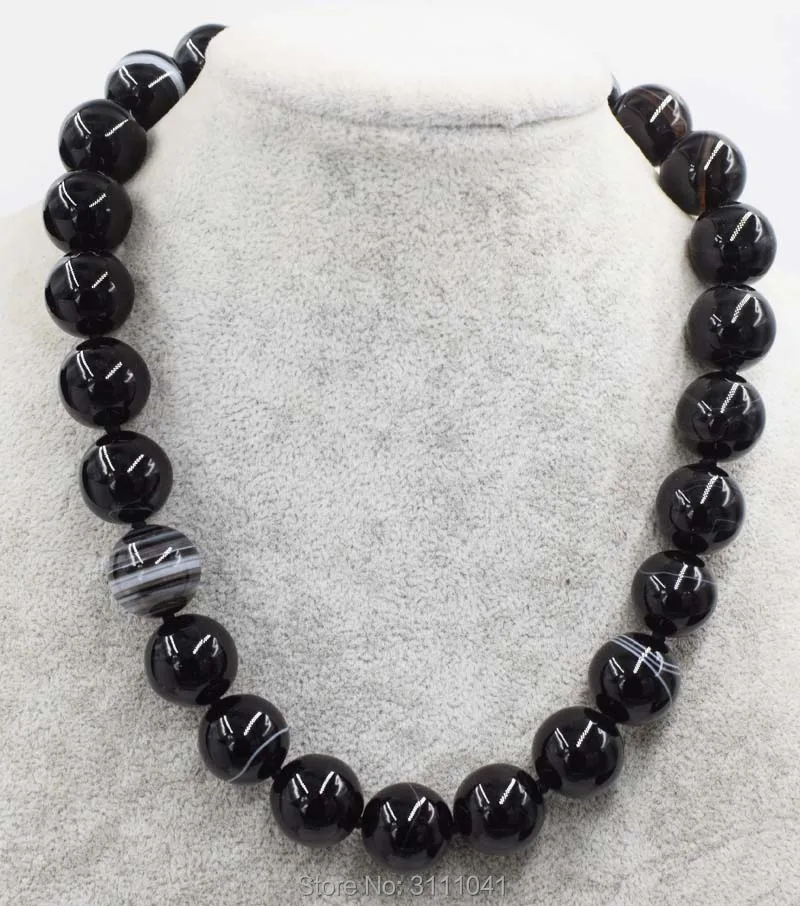 

black veins agate round 12-16mm necklace 18inch wholesale beads nature FPPJ woman 2017