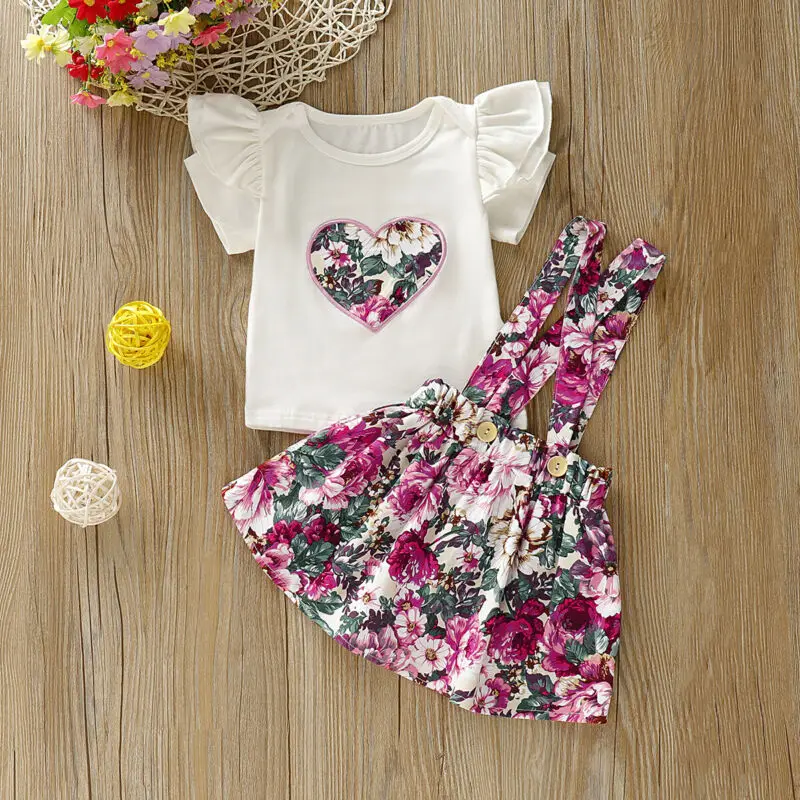 Одежда для маленьких девочек из 2 предметов летняя футболка + короткая юбка