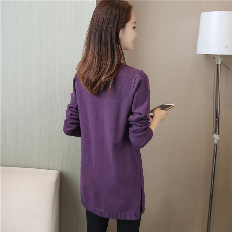 Autumn Winter Women Pullovers Sweater Knitted Elasticity Casual Jumper Fashion Loose O-collar Warm Female Long Sweaters AA213 | Женская