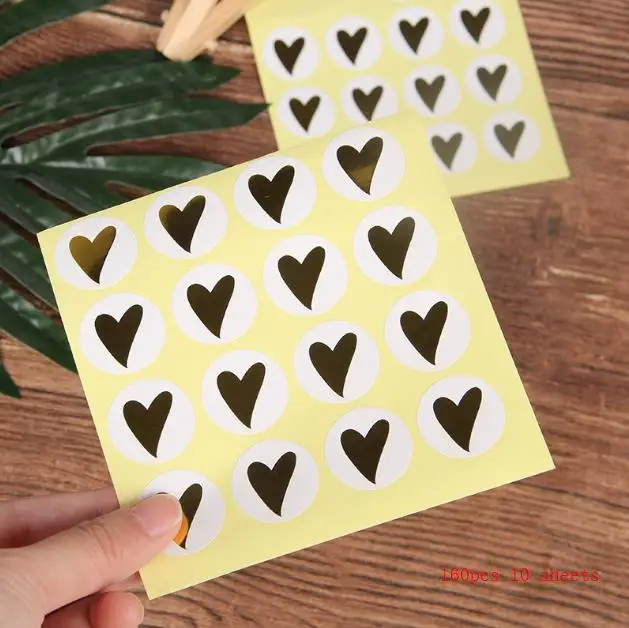Heart stickers 120 шт Золотой уплотнительный стикер s Скрапбукинг Золотая фольга бумажная наклейка вечерние Подарочная наклейка на упаковку для выпечки торта DIY этикетки ручной работы - Цвет: Heart stickers