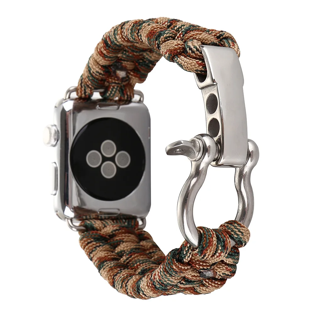 Для iWatch Apple Watch 38 мм 42 мужской браслет из нейлоновой веревки для выживания ремешок
