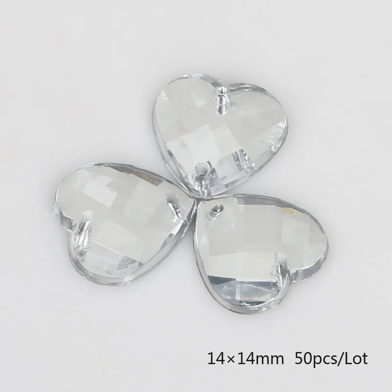50 Pcs 50-100 шт. Стразы для шитья с плоской задней стороной, стразы для шитья, стразы в форме сердца, акриловые стразы для рукоделия, украшение для альбома - Цвет: 50 Pcs