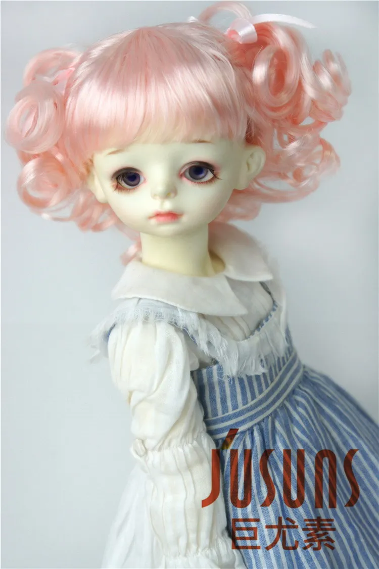 8-9inch Peach Pink JD011 1/6 1/4 1/3 очаровательные кудрявые кукольные парики Размер 6-7 дюймов 7-8 дюймов 8-9 дюймов кукольные аксессуары синтетический мохер кукольные парики - Цвет: 8-9inch Peach Pink