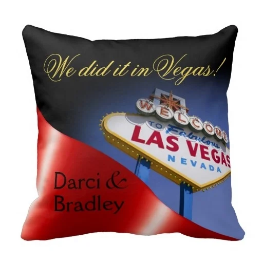 Подушка Мягкая Лас-Вегас Господин Госпожа Молодоженов Красный Чехлы (Размер: 45 х
