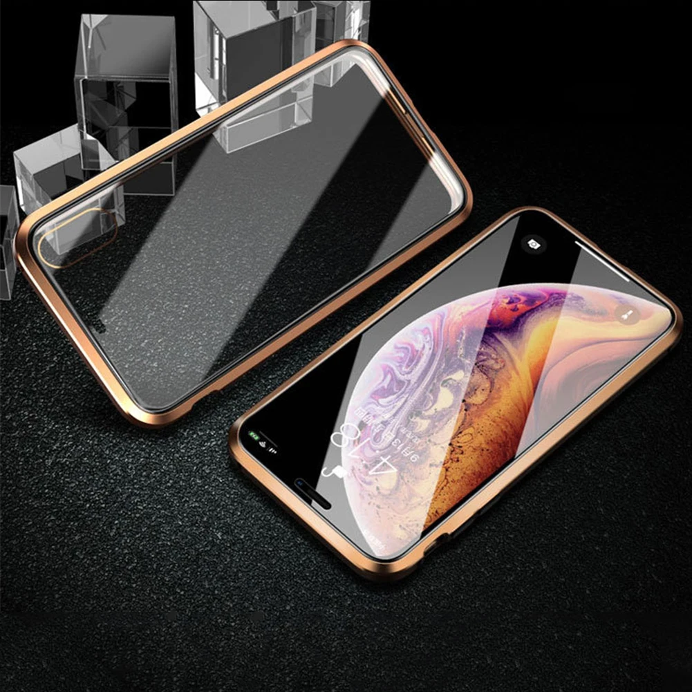 Магнитное закаленное стекло чехол для iPhone 11 Pro X XS MAX XR 8 7 металлический бампер Магнитный чехол для samsung Galaxy Note 10 S10 Plus