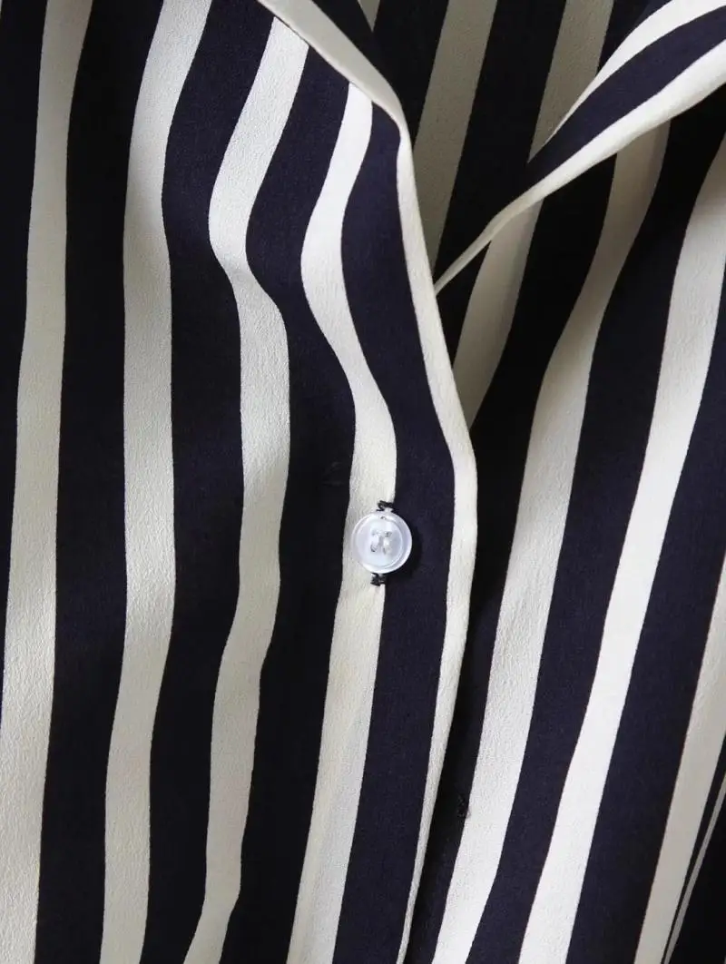 Новый 2017 Повседневная Полосатый Пояс Женщины Блузка Рубашка Женская Однобортный