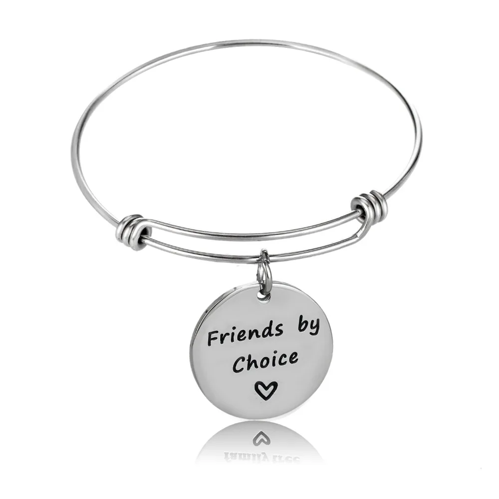 12 компл./лот Sister By Chance Friends Choice браслет из нержавеющей стали с сердечком подвеской