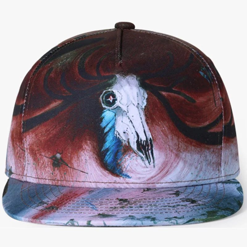 Бейсболка с 3D принтом для мужчин и женщин Кепка в стиле хип хоп на плоской подошве