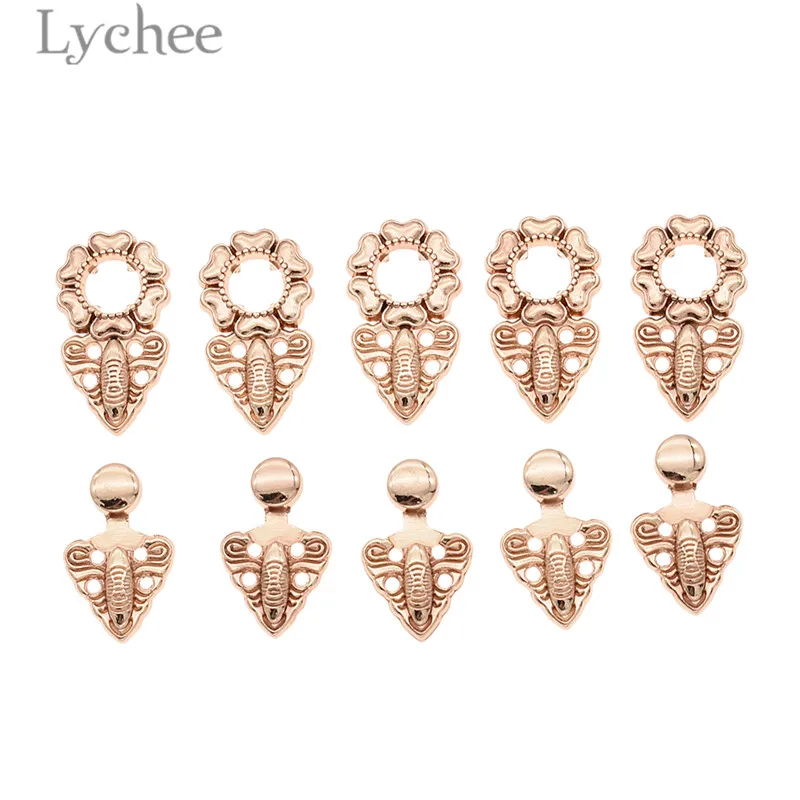 Lychee 5 шт. Стразы Hebillas сплав пуговицы Винтаж Полые Кнопки DIY Швейные материалы для одежды - Цвет: 7