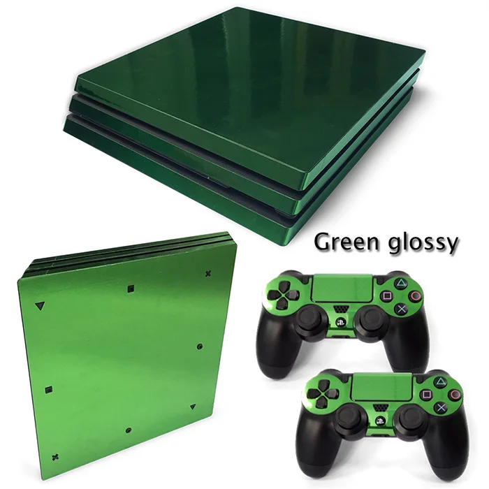Для PS4 Pro вставить обернуть кожного покрова золото глянцевый 6 Цвета дизайн наклейки тикер - Цвет: TN-P4Pro-Green gloss
