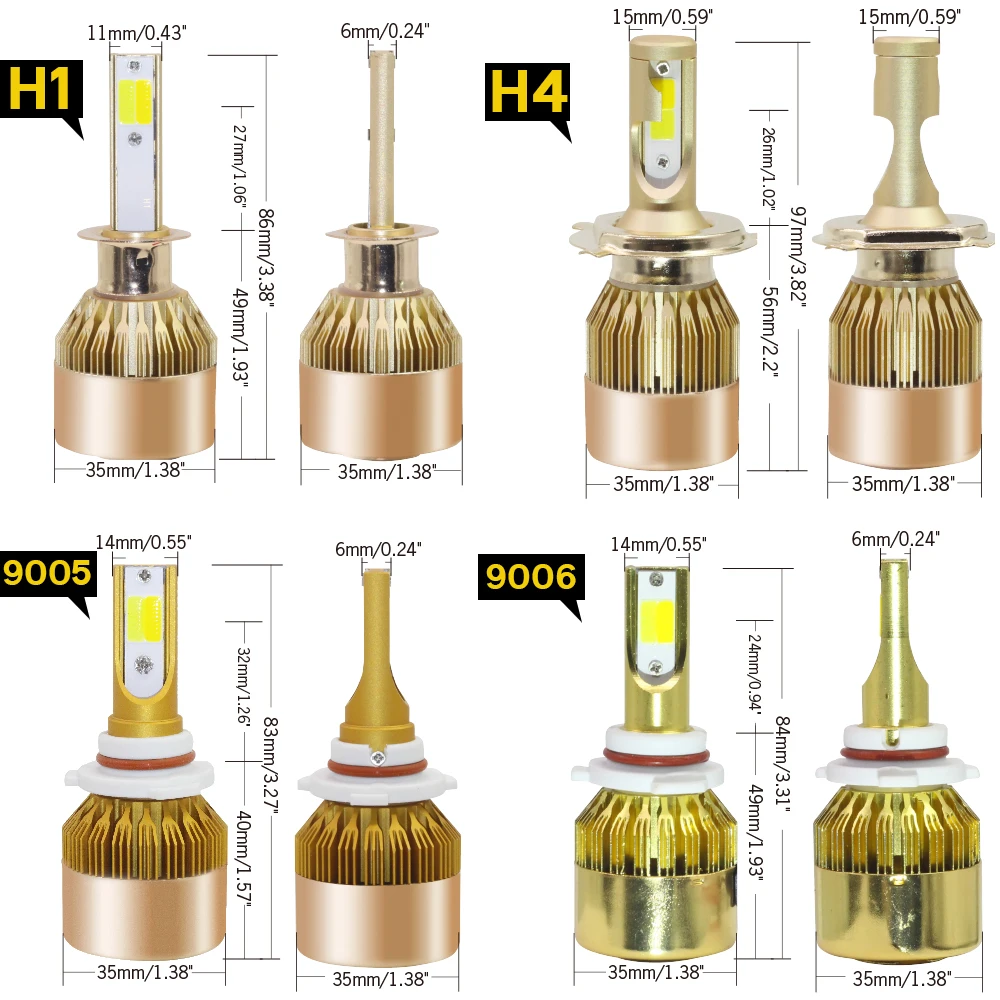 Cawanerl H1 H3 H4 H7 двойной Цвет светодиодный фар лампа 72 W фары для 7600LM; комплект из двух предметов 3000 K+ 6000 K H8 H9 H11 9005 9006 автомобиля для фар головного света и противотуманных фар с возможностью креативного