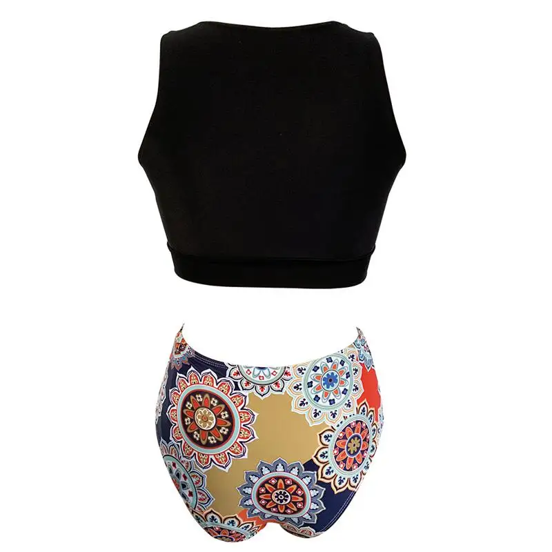 

2019 New Two Piece Swimsuit Tankini Floral Print Swimwear Women High Waist Bikini Bottom Swimming Suit For Women Beachwear