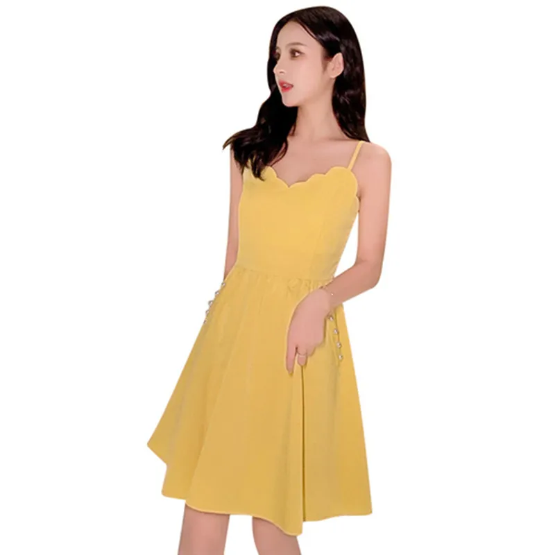 Женское платье на бретельках MSSNNG желтое летнее сексуальное без бретелек S L лето