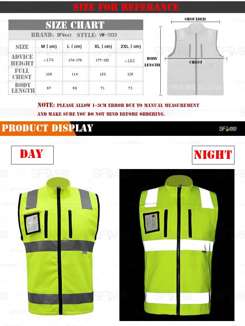 SFVEST HI VIS жилет светоотражающий жилет Эластичный Оксфорд ленты мотоциклетный жилет с ID карманами мужские