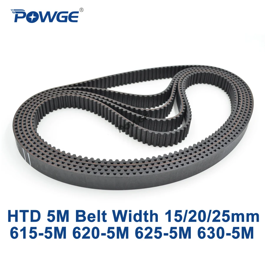 

POWGE HTD 5M Timing belt C=615/620/625/630 width 15/20/25mm Teeth 123 124 125 126 HTD5M synchronous Belt 615-5M 620-5M 630-5M