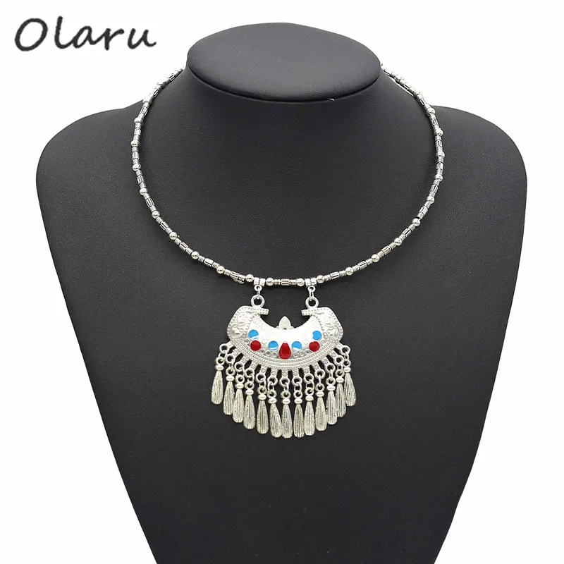 Подвеска в форме листьев Olaru ожерелье чокер стиле Тибета винтажное античное