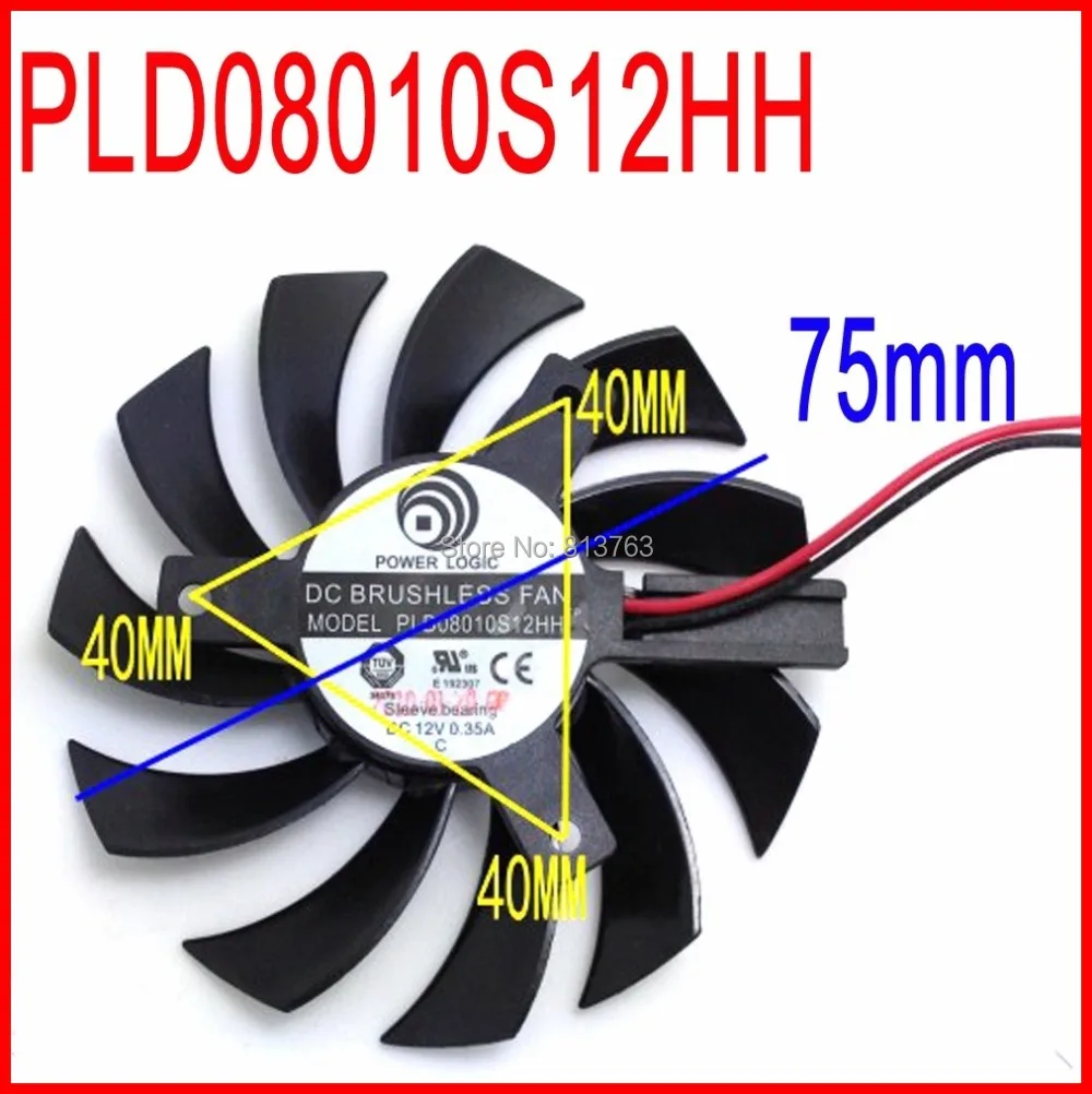 Вентилятор Охлаждения видеокарты ZOTAC 8010, 2 провода, 4 контакта, PLD08010S12HH, 12 В, 0,35 А, 75 мм, 40x40x40 мм