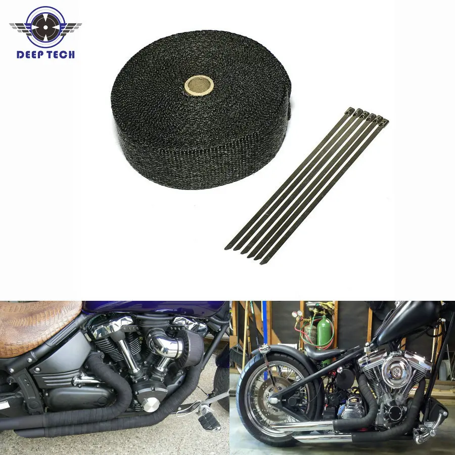 

10M * 2inch Black Exhaust Heat Wrap Downpipe Engine Bay Exhaust Shields Motorcycle Exhaust Pipe Wrap Header