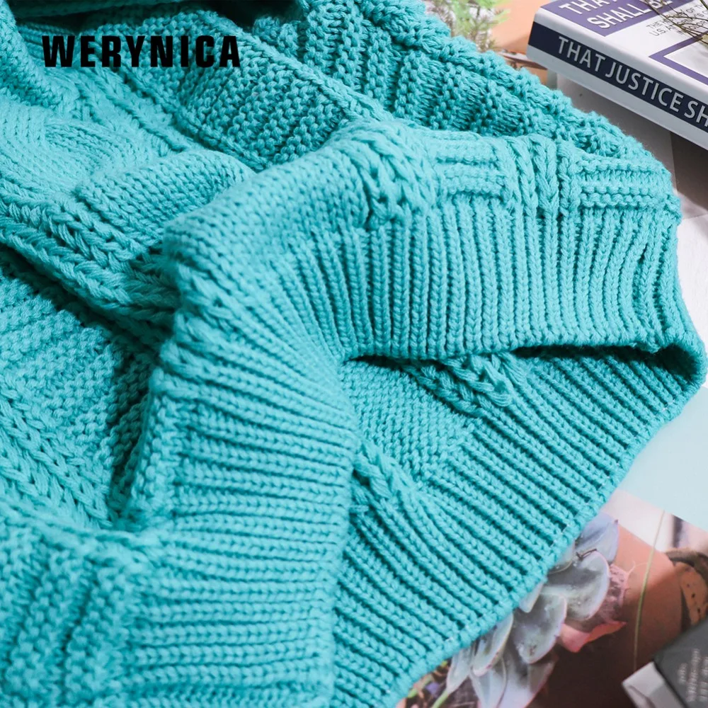 Werynica Women Sweaters Warm Pullover And Jumpers Crewneck Twist Pull Autumn 2019 Knitted | Женская одежда