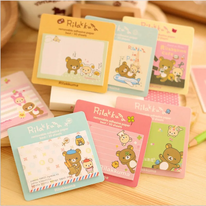 10 шт./лот Rilakkuma Липкие заметки милый медведь почта записной блокнот клейкая бумага канцелярские принадлежности papelaria офисные школьные принадлежности CM648