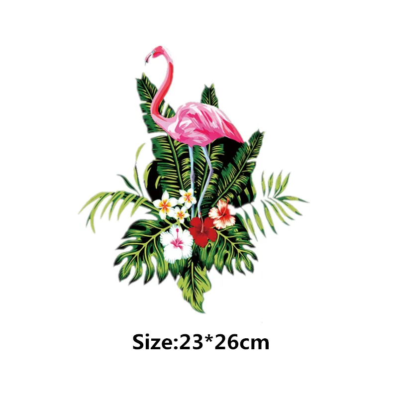 Розовый фламинго теплообмена аппликации переводных Нашивки футболка Платья для