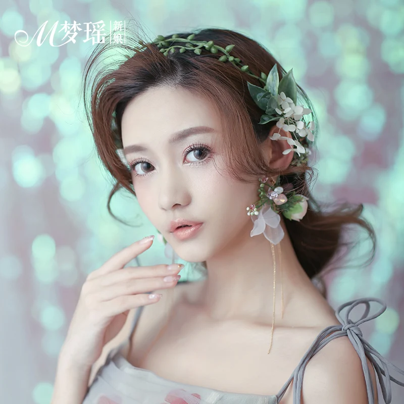 Свадебный головной убор невесты Мори Вечные цветы серьги в виде цветка с