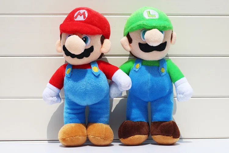 2 шт./лот 25 см Super Mario Bros Плюшевые игрушки Mario Lugi набивные куклы, игрушки в подарок для детей