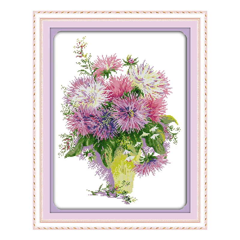 Joy Sunday crossstitch diy астеры цветок в корзине DMC14CT11CT хлопчатобумажная ткань готовая