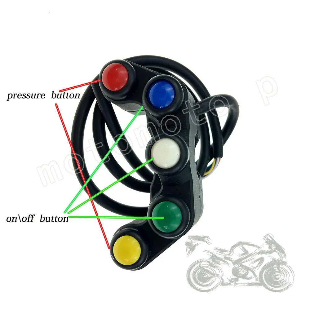 Универсальный 5 Кнопка МОТОЦИКЛ Переключатель/переключатели 7/8 22 мм