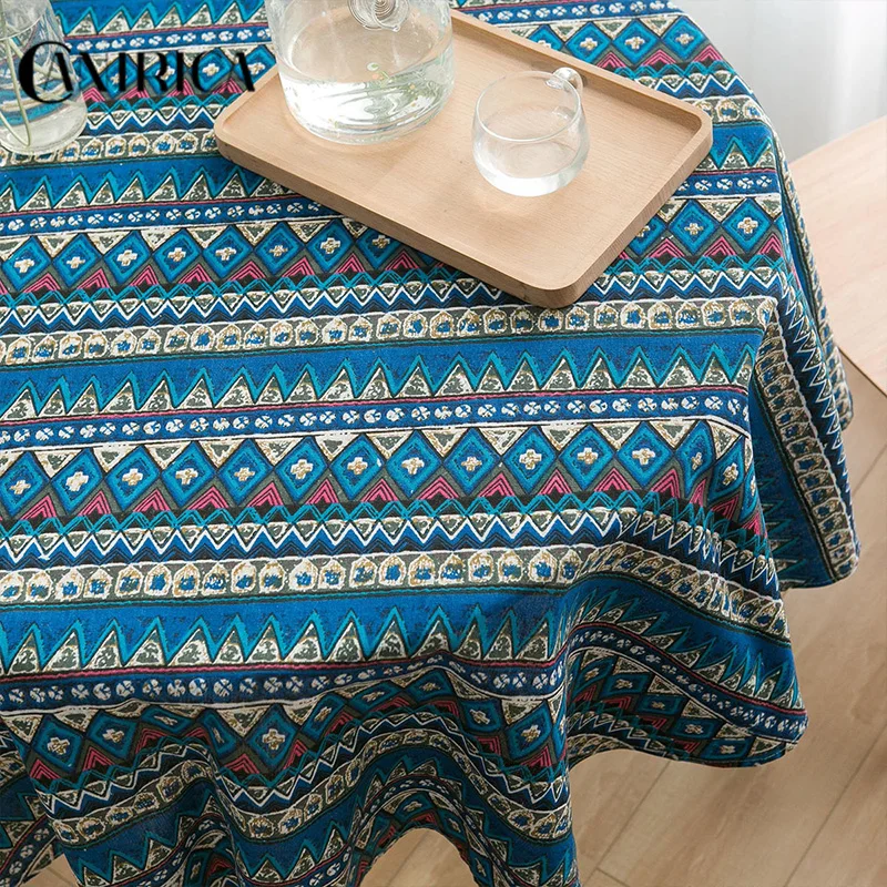 Круглая скатерть CANIRICA в скандинавском стиле льняная пасторальная для кухонного