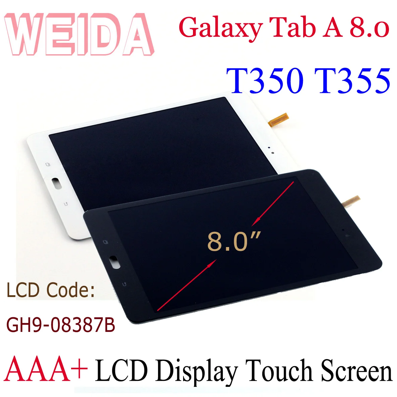 

WEIDA LCD Replacment 8" For Samsung Galaxy Tab A 8.0 T350 T355 LCD Display Touch Screen Assembly SM-T350 WIFI/ SM-T355 3G