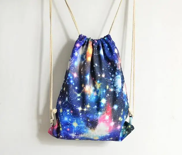 

Японский и корейский стиль, холщовый рюкзак с принтом звезд, полосатый мини-рюкзак, сумка на плечо, маленькая сумка на шнурке