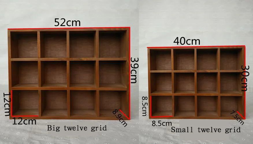 

Solid Wood Debris Storage Wall Retro Super Large Lattice Hanging Racks Cup Display Stand Home Decoration Accessories