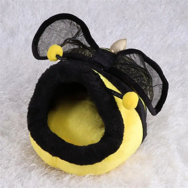 Yellow Bee Shape Warm Cat Bed House Pet Supplies Dog Cute Puppy Nest Shell Winter Sleeping Bag Products | Дом и сад