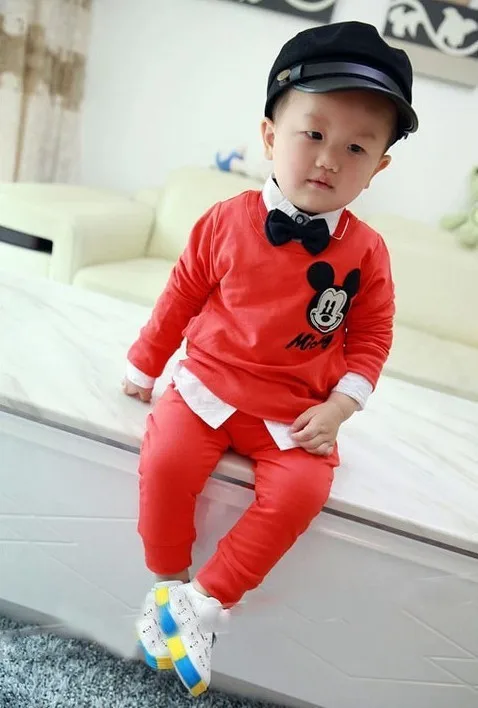 Spring cotton Mickey minni Toddlers Children Baby Boys Girls Autumn 2 Pcs Clothing Set Suit Pattern T-Shirt+Pants Sets | Детская одежда