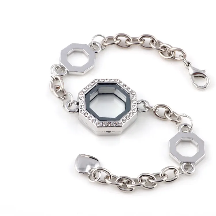 5 шт./лот новый ромб плавающий медальон браслет браслеты открытый стеклянный