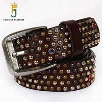 fajarina unique design unisex retro belt scaly hip hop belts for men women quality geunine leather jeans accessories n17fj5