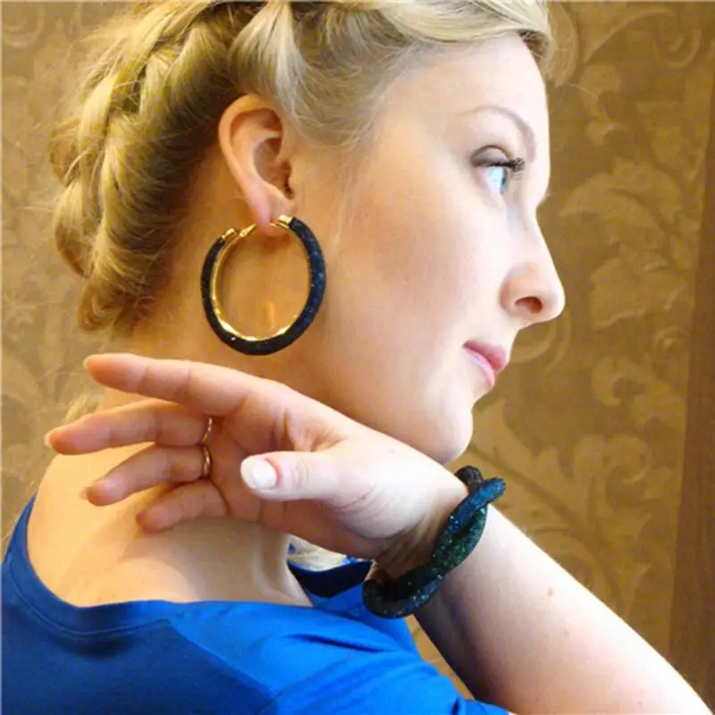 Fashion Gold Color 18 Colors Mesh Chain Hoop Earrings For Women Crystal New Design Circles Ornaments Jewelry Gifts | Украшения и