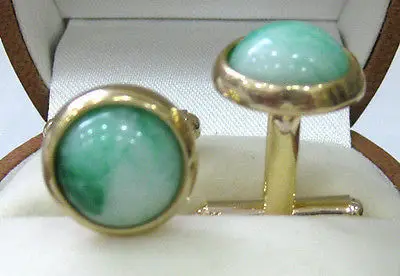 Noblest 18KGP запонки с бусинами из зеленого камня Бесплатная доставка | Украшения и