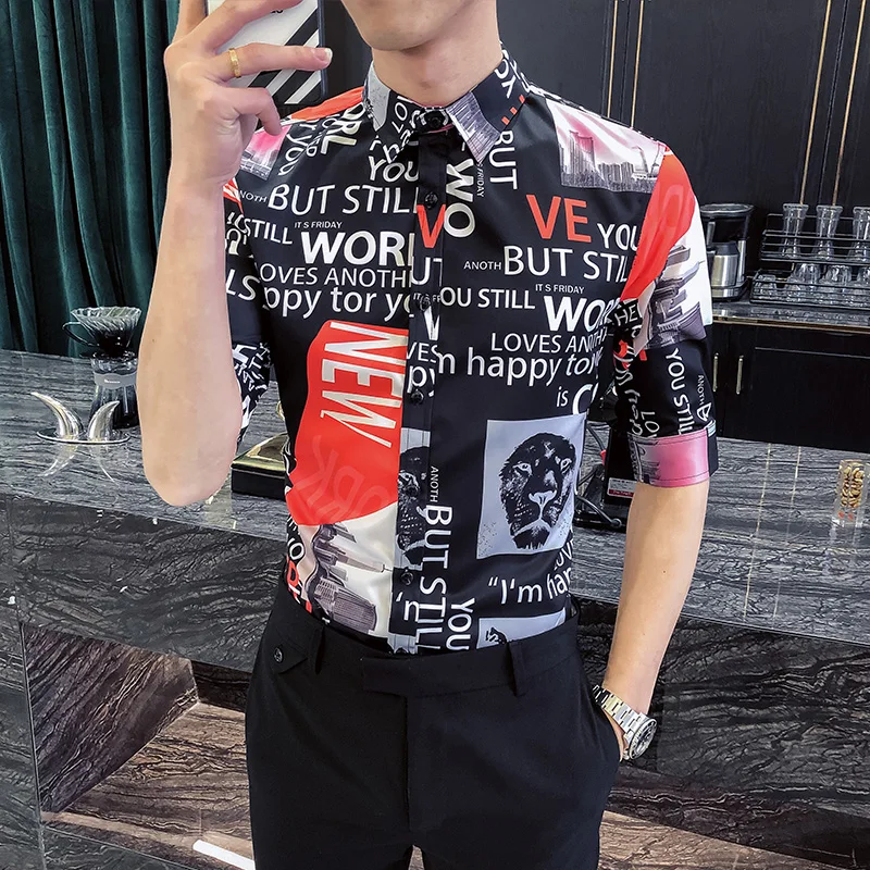Горячая Распродажа мужская рубашка новинка 2019 летняя с цифровым принтом