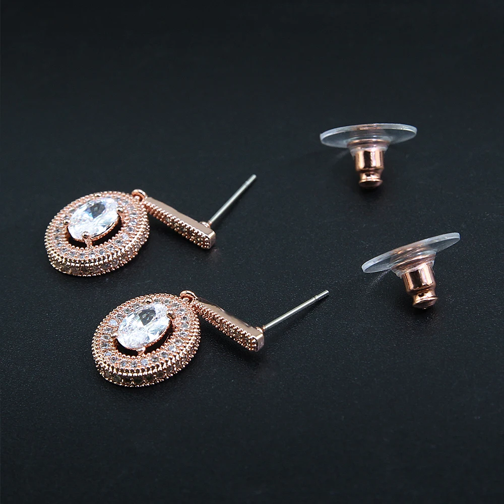 Женские серьги гвоздики из розового золота с фианитом|stud earrings|stone earringsearrings for |