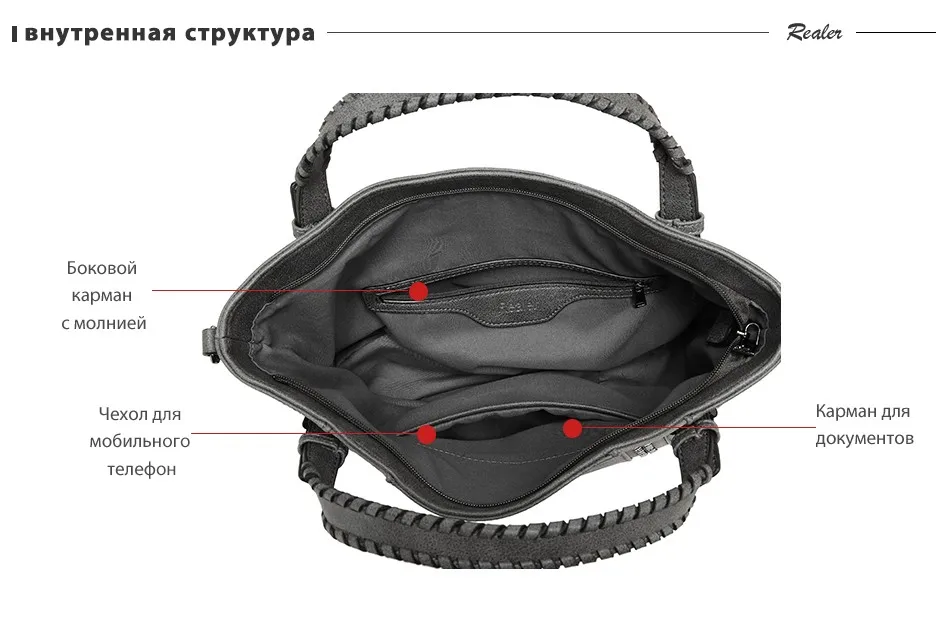 Realer сумка женская с короткими ручками из искусственной кожи, большая сумка через плечо для женщин, вместительная модная женская сумка на плечо ремне, женские сумки