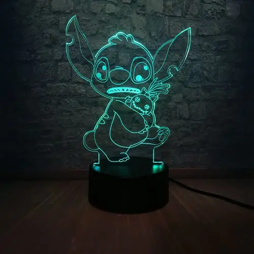 Style 5 3D светодиодный светильник с мультипликационным принтом Kawaii Stitch 3D светодиодный светильник RGB светильник ing 7 цветов для спальни настольный ночник Рождественский Декор Детский подарок - Испускаемый цвет: Style 5