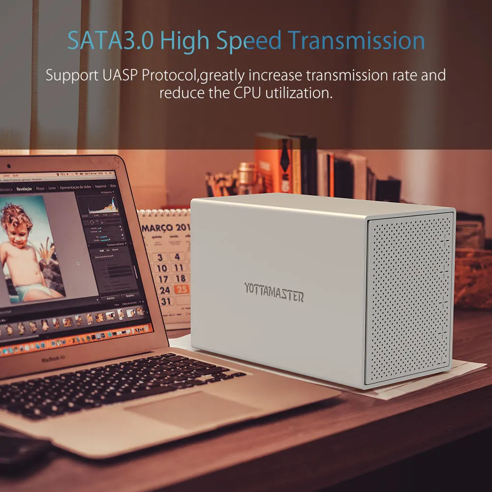 Yottamaster Алюминиевый Чехол для жесткого диска 5-Bay 3,5 дюймов 5 Гбит/с USB3.0 для SATA HDD док-станция жесткий диск Поддержка 50 ТБ для ПК