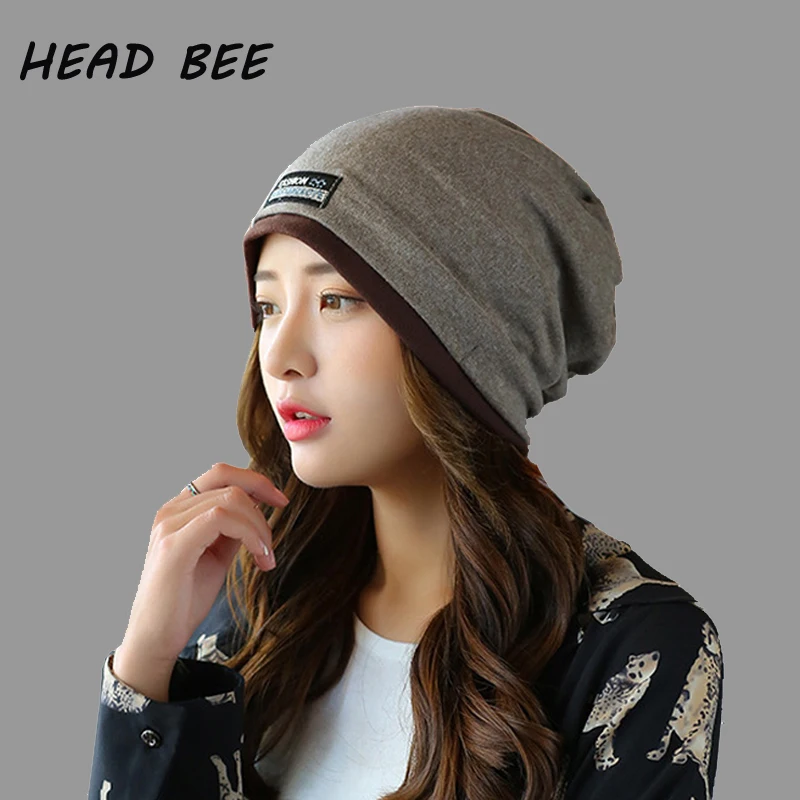 

[HEAD BEE] 2018 Fashion Beanies Hat Winter Cap Adult Cotton Ladies Knitted Cap Skullies for Women
