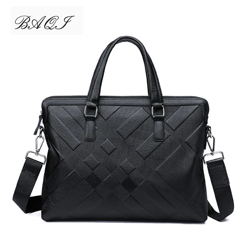 

BAQI Brand Men Briefcase Bag Genuine Cow Leather Men HandBags Man Shoulder bags Messenger Bag 2019 Fashion Computer Business Bag