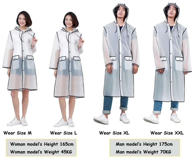 Ladies Women men Plastic Thick backpack Raincoat Rainwear Long Poncho Waterproof Hiking Tour Hooded Schoolbag Rain Jacket