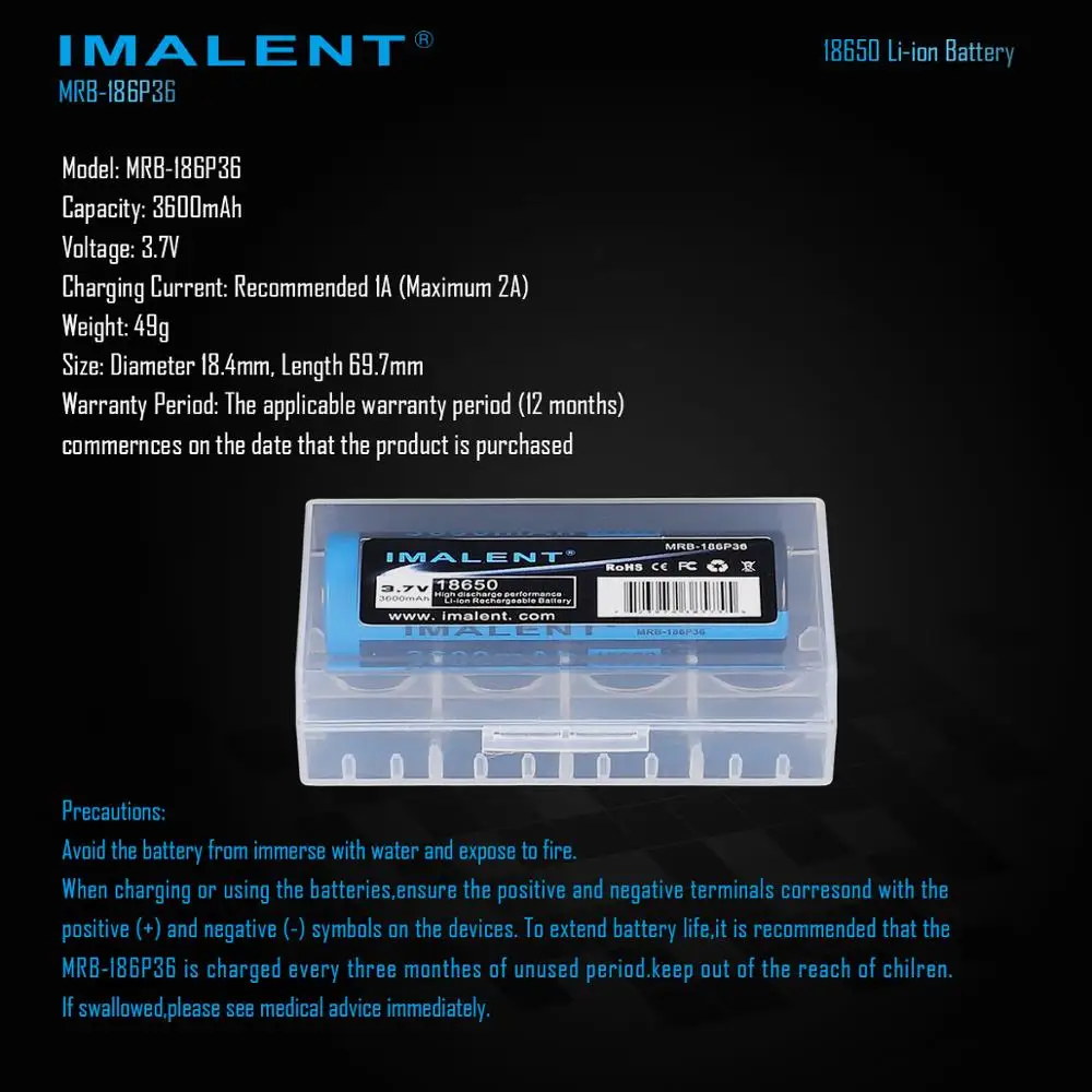 Imalent оригинальный MRB 186P36 18650 3600 Мощная батарея емкостью 6300 мaч литий ионные
