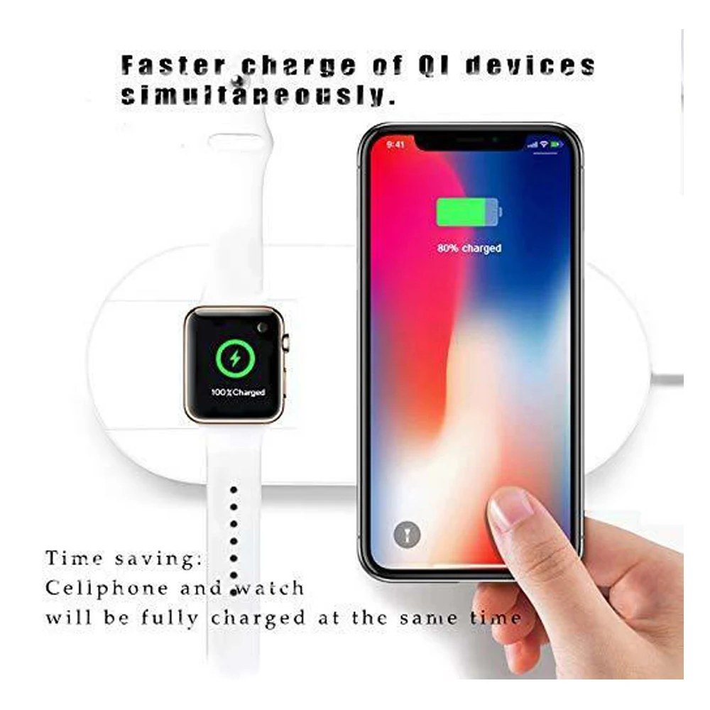 ASONA 10 Вт 2в1 Qi Беспроводное зарядное устройство для iPhone XS Max XR X Samsung быстрая